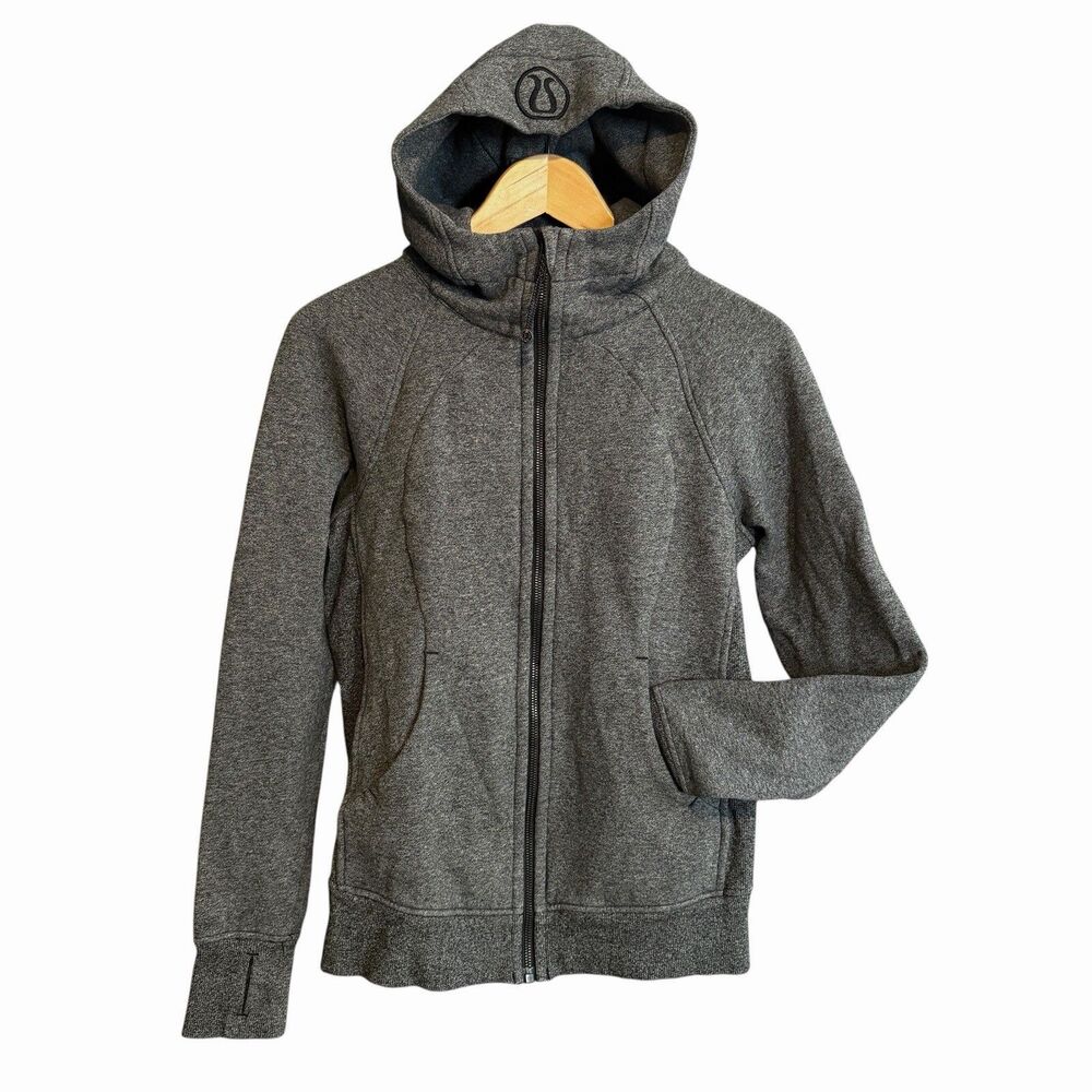 Lululemon Women’s Scuba Hoodie IV Size 6 Medium Heathered Grey Cotton Fleece EUC